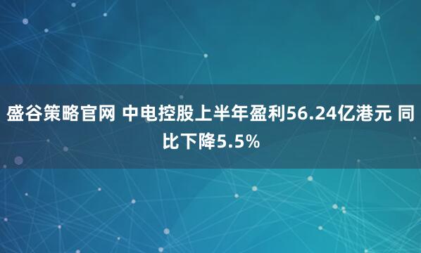 盛谷策略官网 中电控股上半年盈利56.24亿港元 同比下降5.5%
